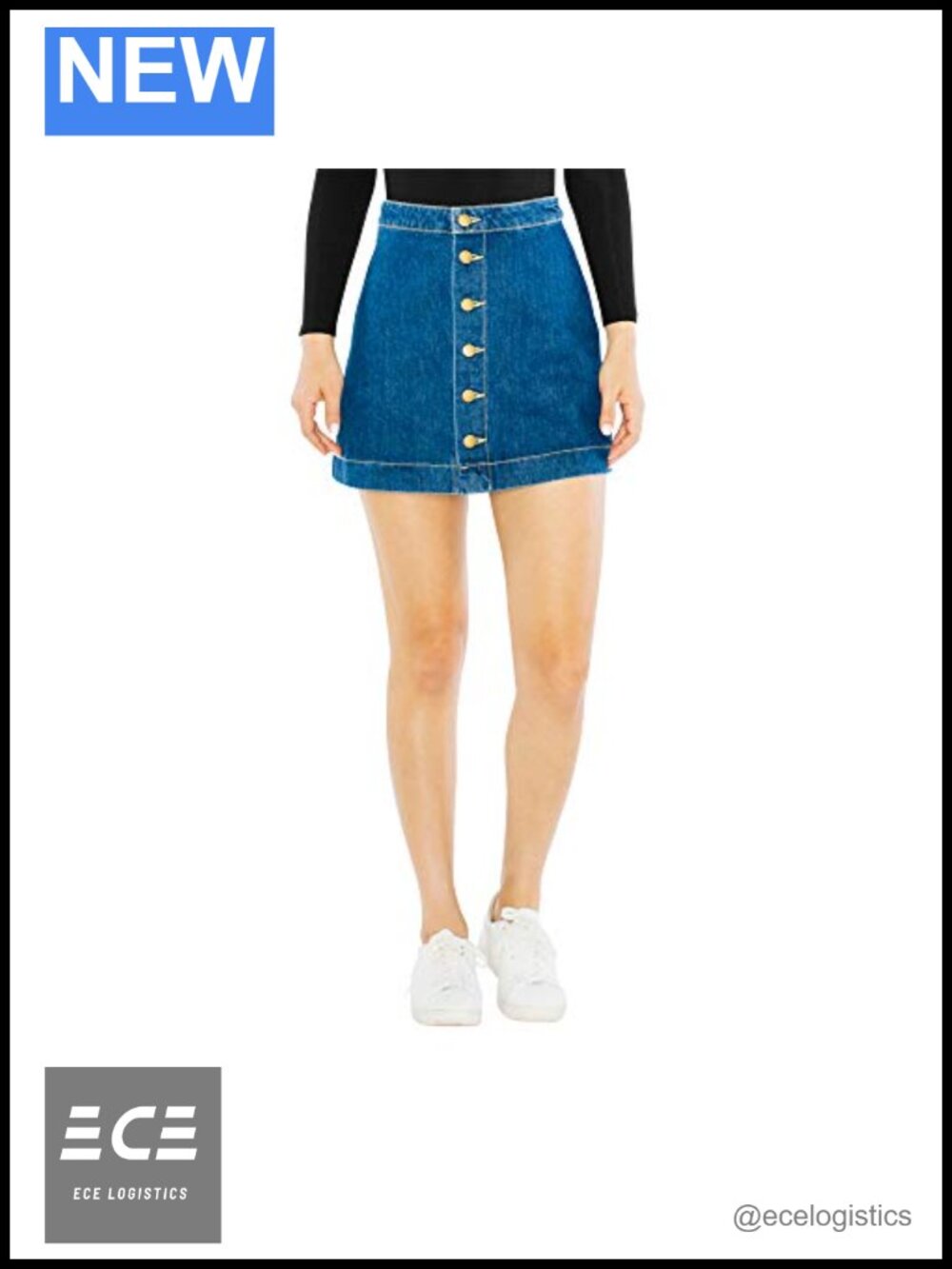 American Apparel Denim Button Front A-line Mini Skirt - Woven